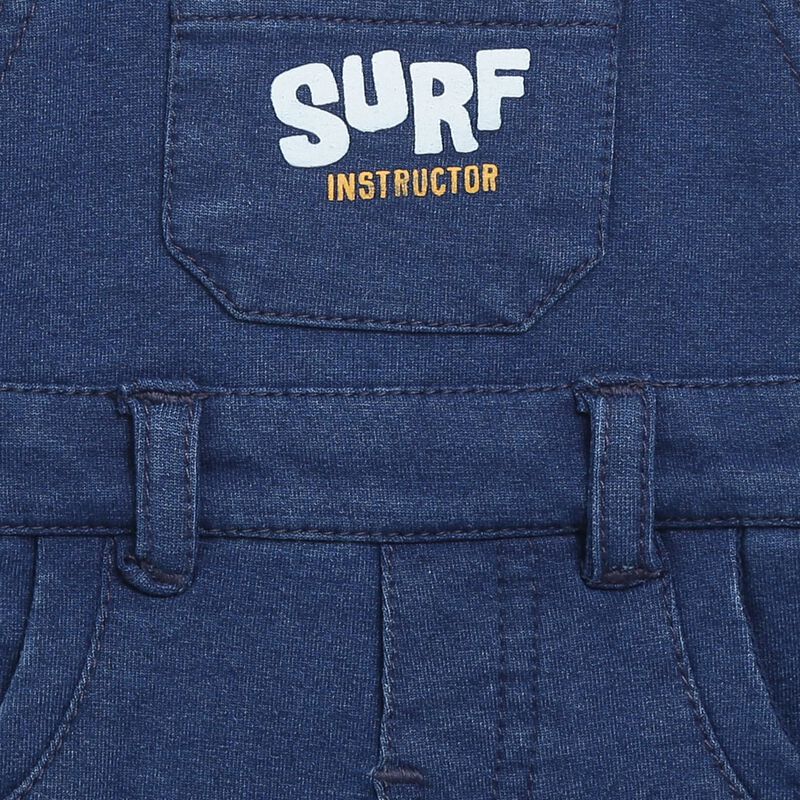 Boys Medium Blue Long Knitted Dungaree image number 2